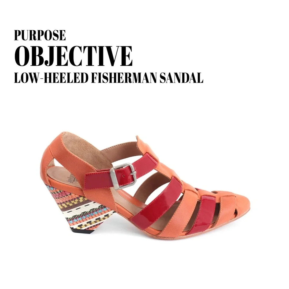 John Fluevog The Purpose‎ Objective Fisherman Heeled Sandals Multi Color Size 10
